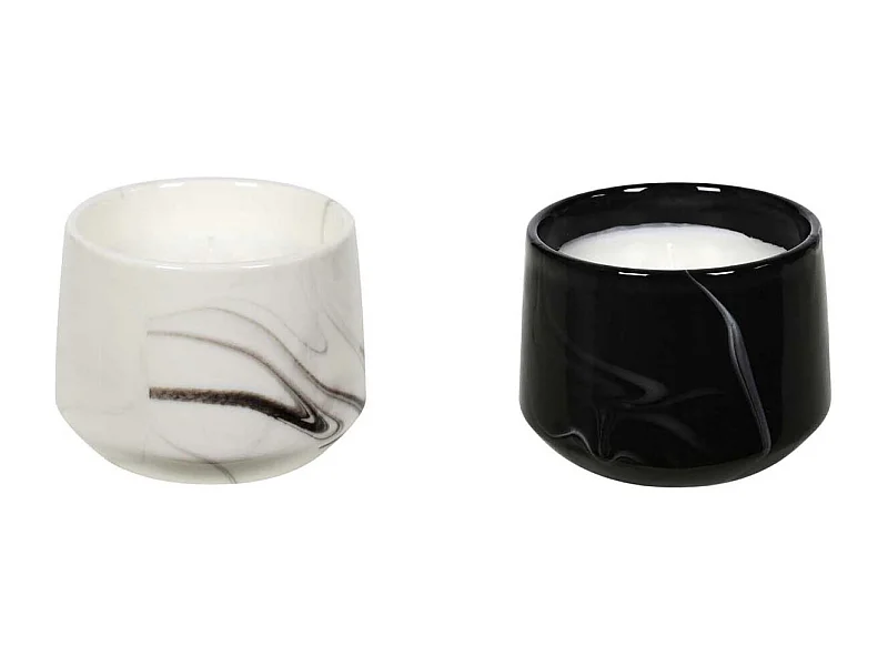 Bougie parfumée pot en dolomite effet marbre (Lot de 2) 8 x 11 cm