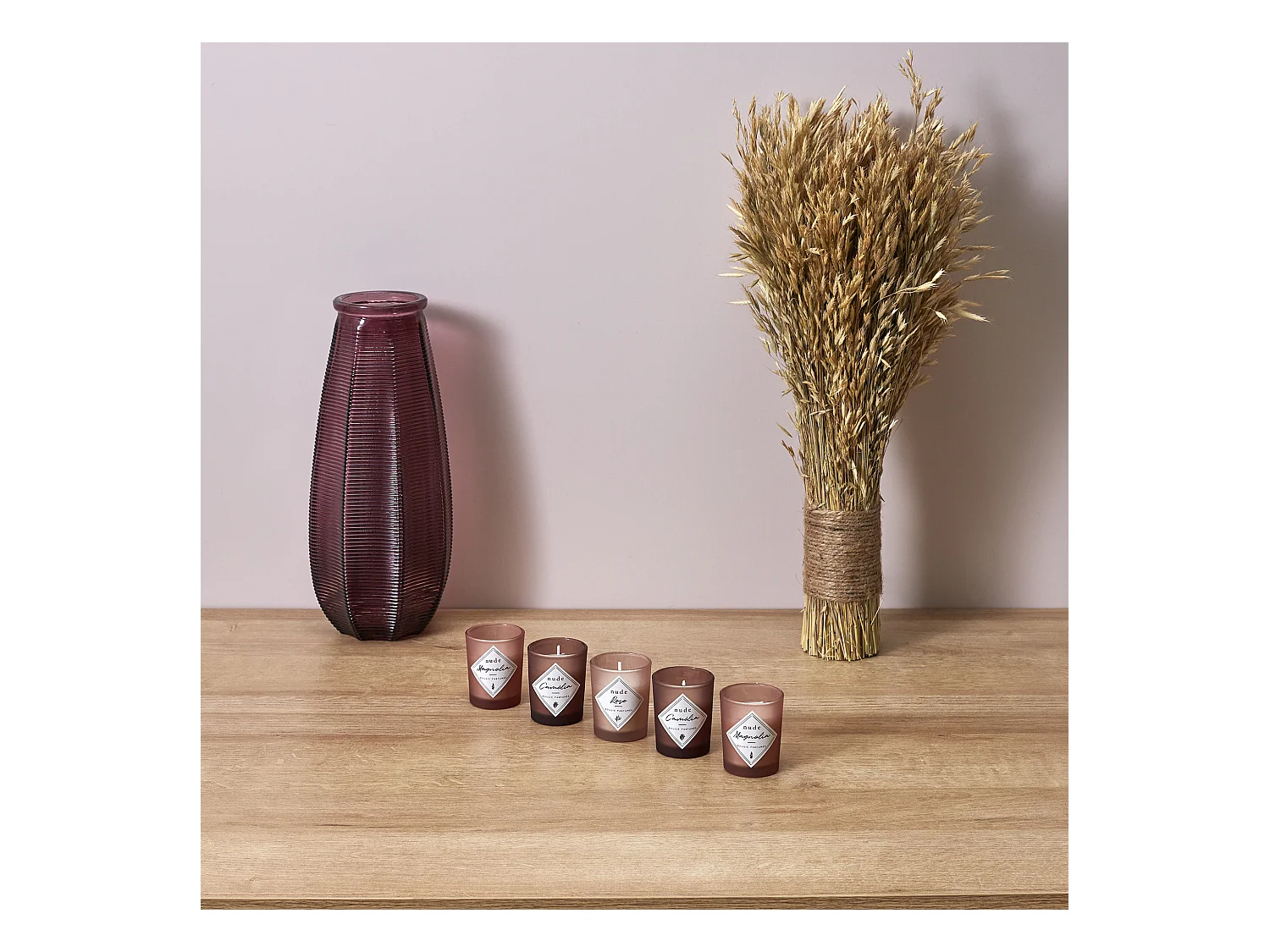 Bougie Parfumee X5 Coffret Nude Rose, Violet