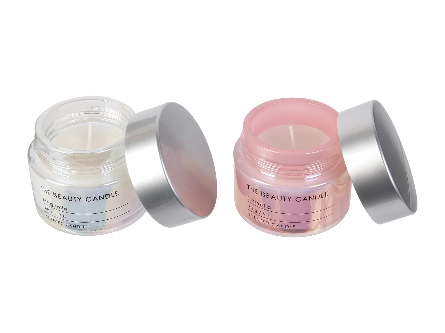 Bougie Parfumee Pot X2 Coffret Beauty Candle Rose, Blanc