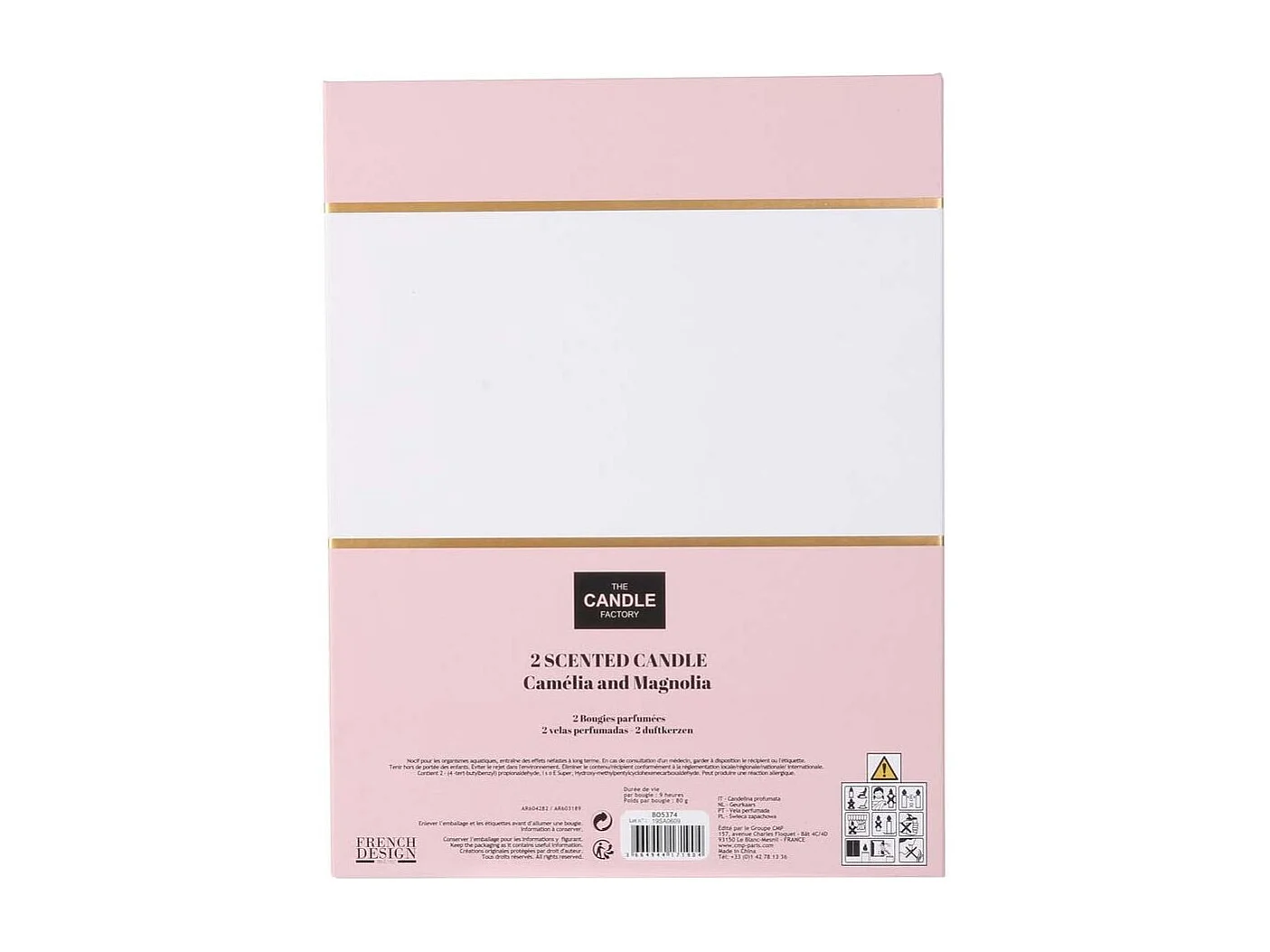 Bougie Parfumee Pot X2 Coffret Beauty Candle Rose, Blanc