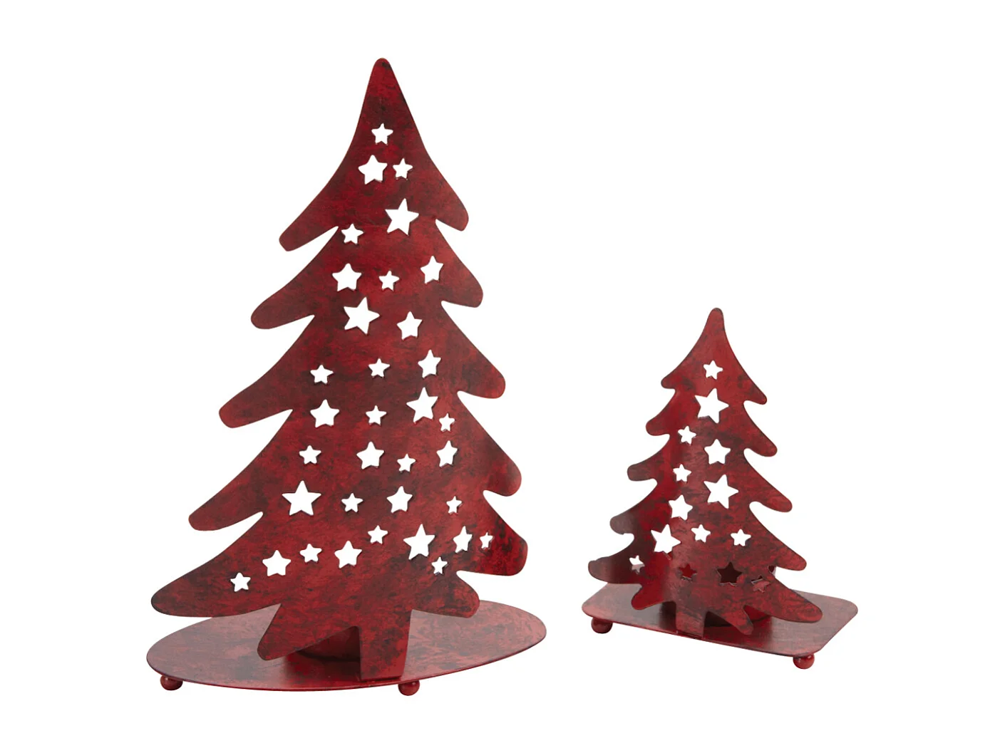 Photophore Sapin de Noël en métal rouge vieilli – Pour bougie chauffe-plat