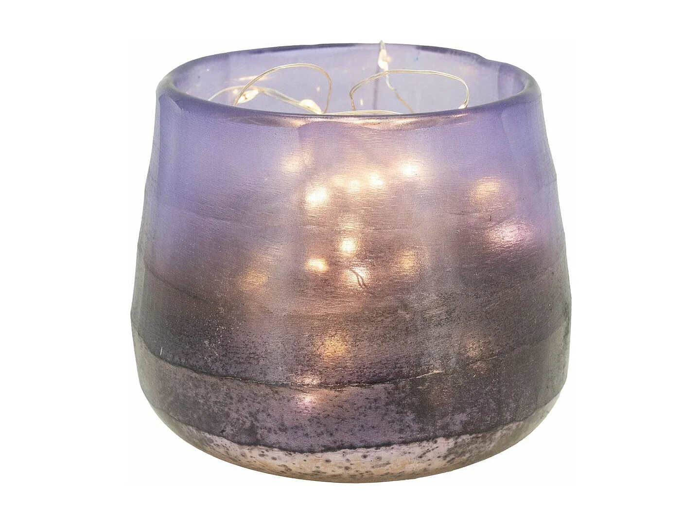 Photophore rond en verre teinté violet