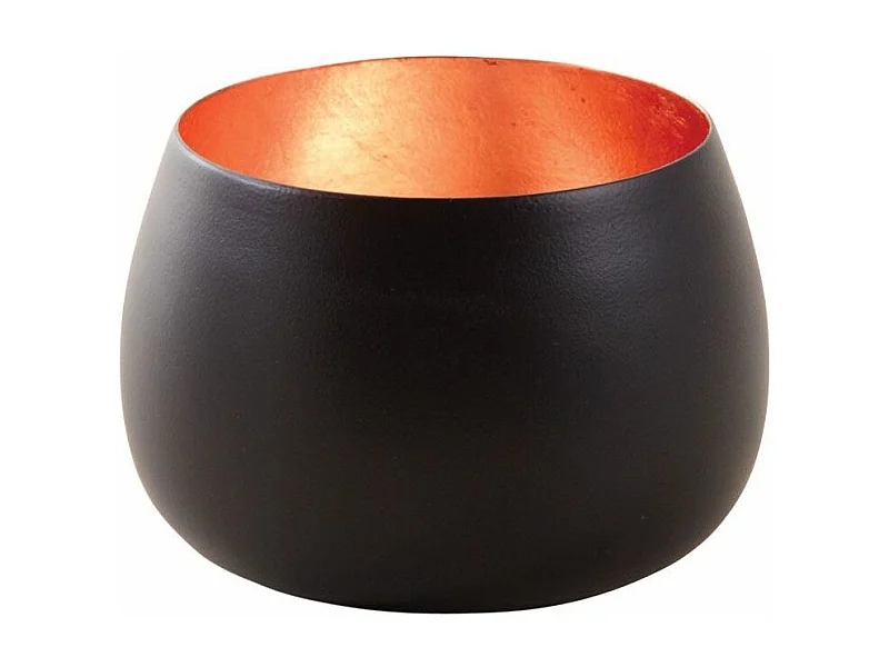 Photophore rond en métal noir et or