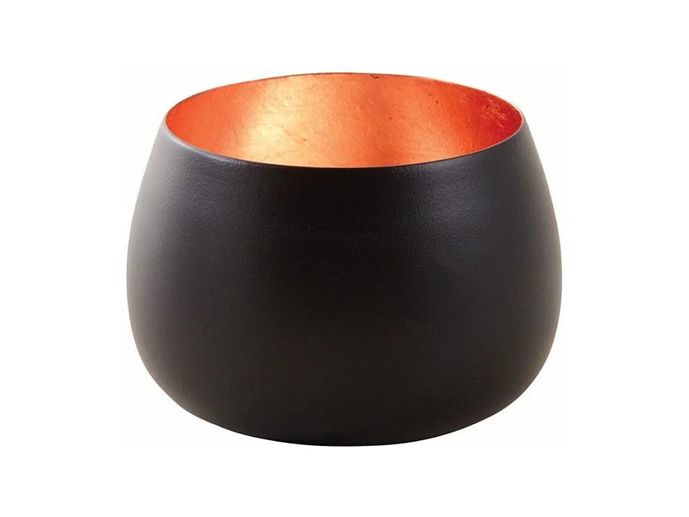 Photophore rond en métal noir et or