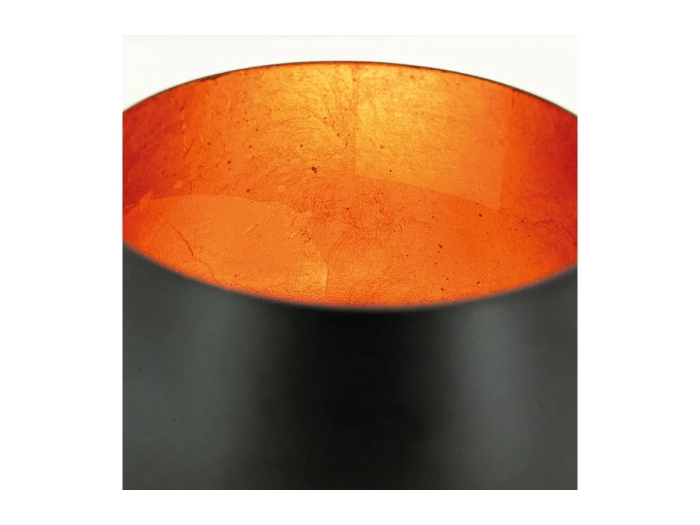 Photophore rond en métal noir et or