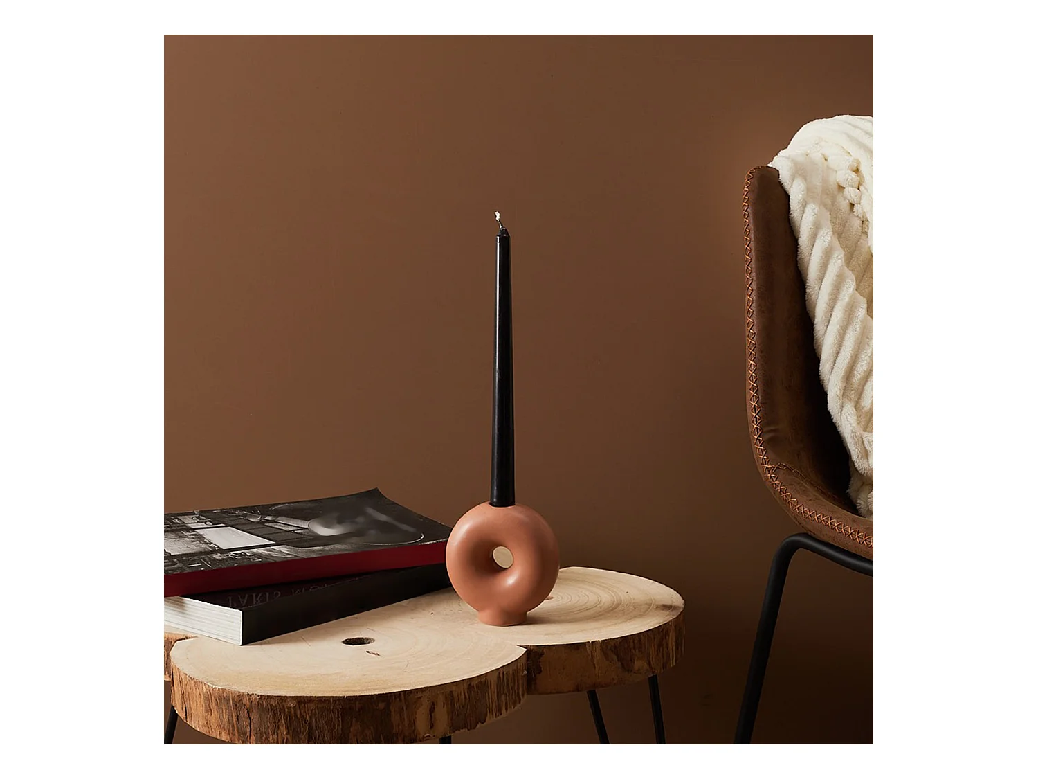 Bougeoir Rond Beige Beige