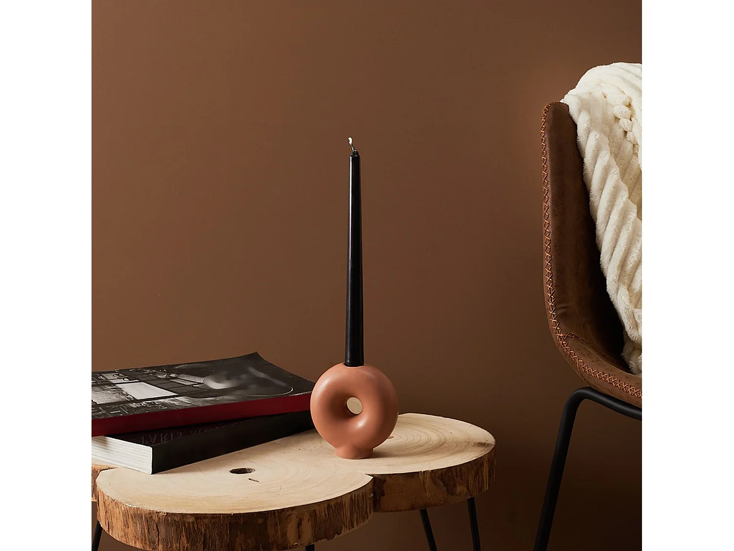 Bougeoir Rond Beige Beige