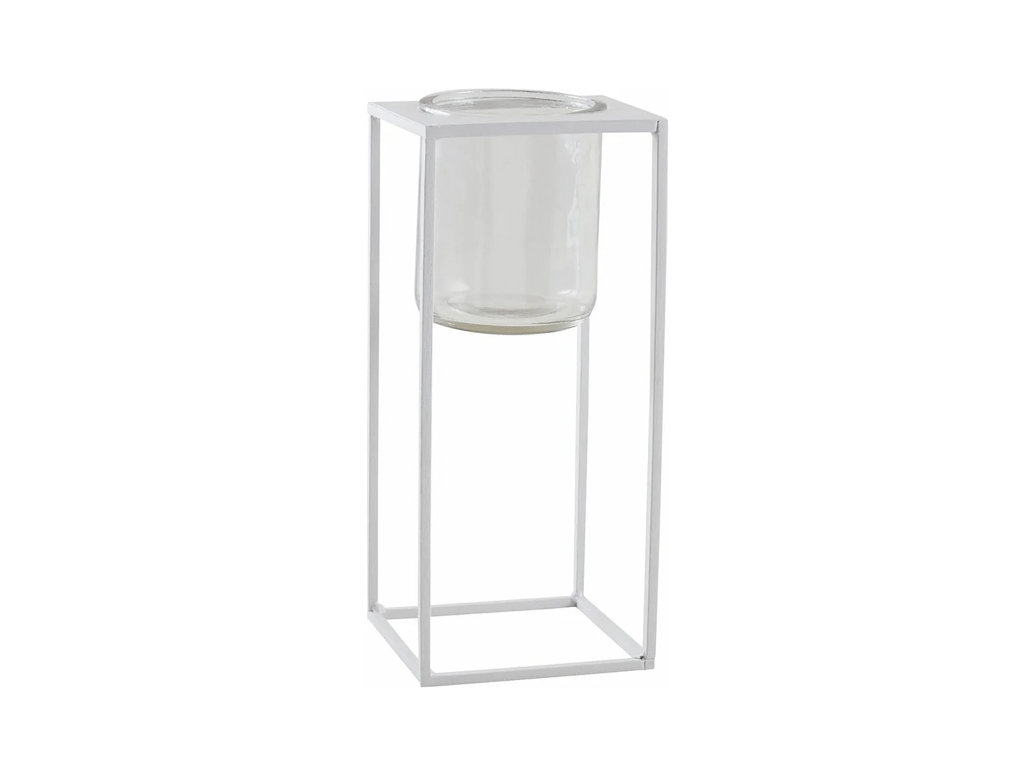 Photophore en métal blanc Grand modèle