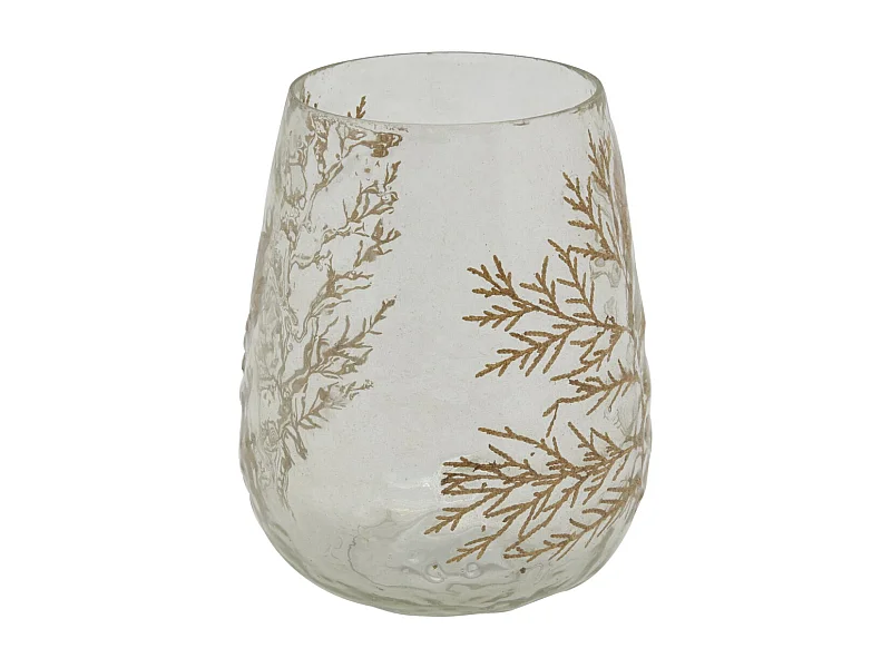 Windlicht aus Glas mit Farn Motiven