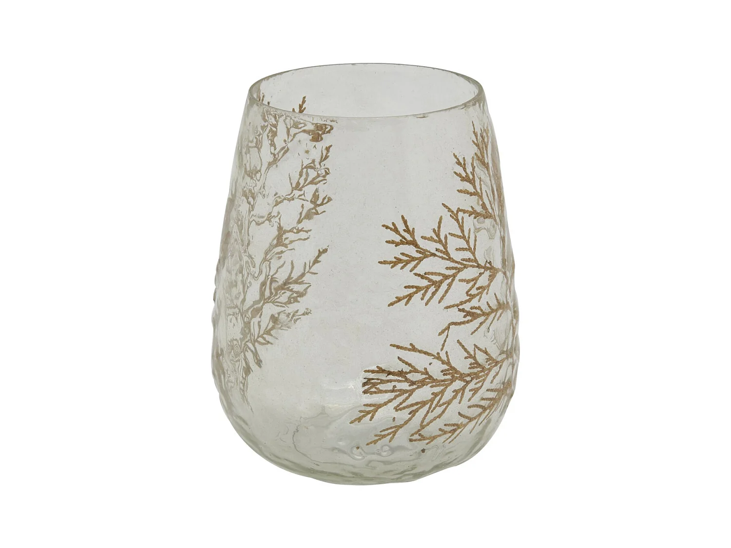 Windlicht aus Glas mit Farn Motiven