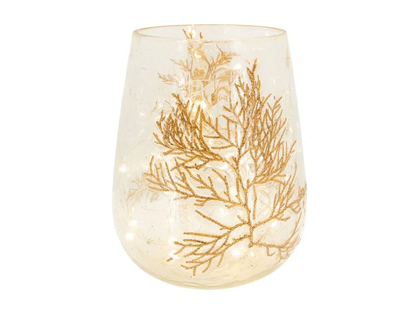 Windlicht aus Glas mit Farn Motiven