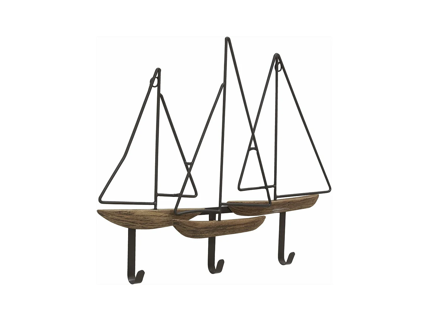 Portemanteau en métal et bois Voiliers 51 x 42 cm