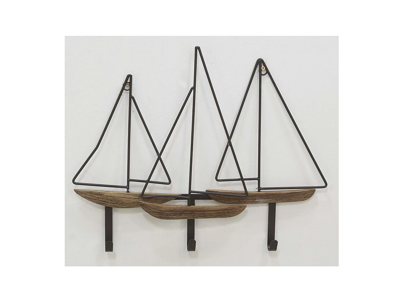 Portemanteau en métal et bois Voiliers 51 x 42 cm