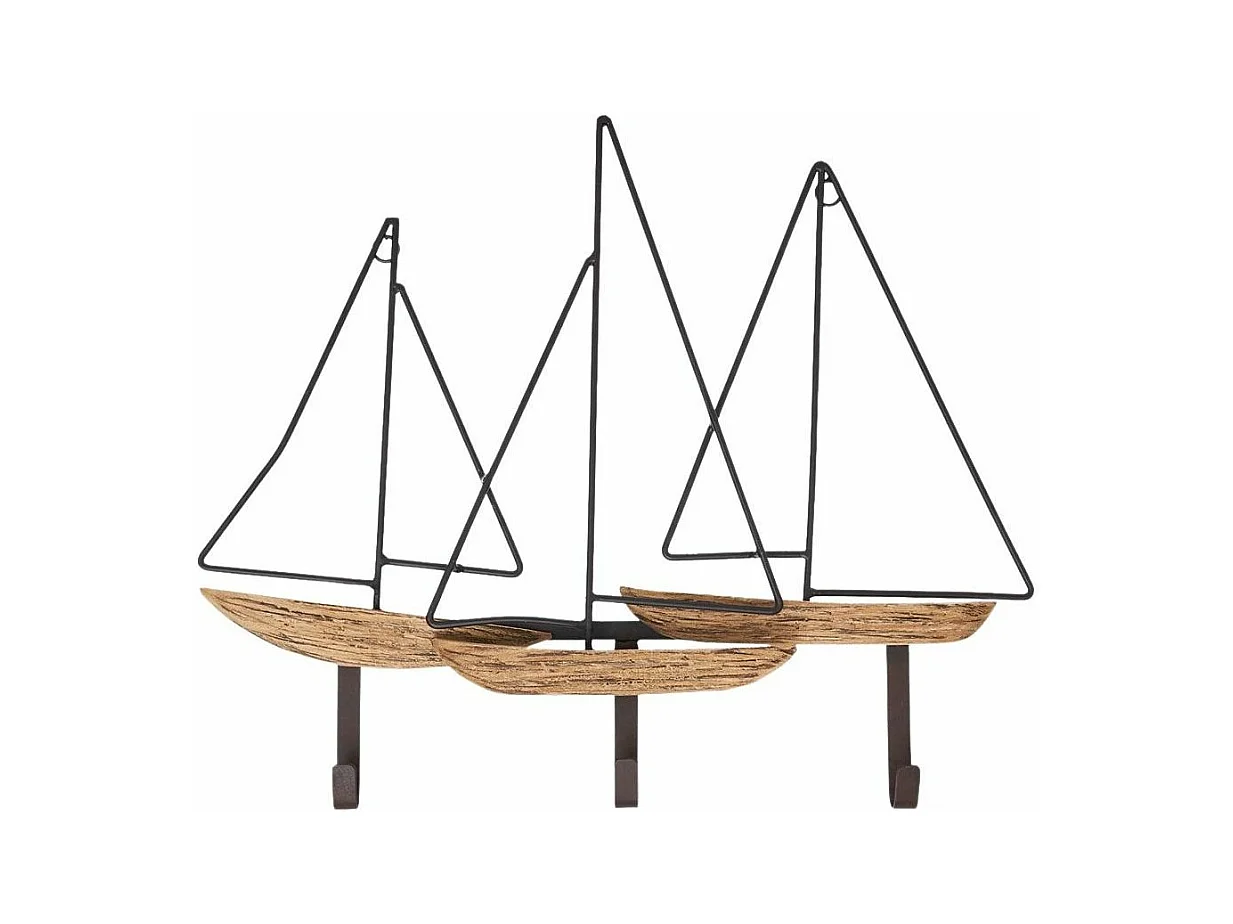 Portemanteau en métal et bois Voiliers 51 x 42 cm
