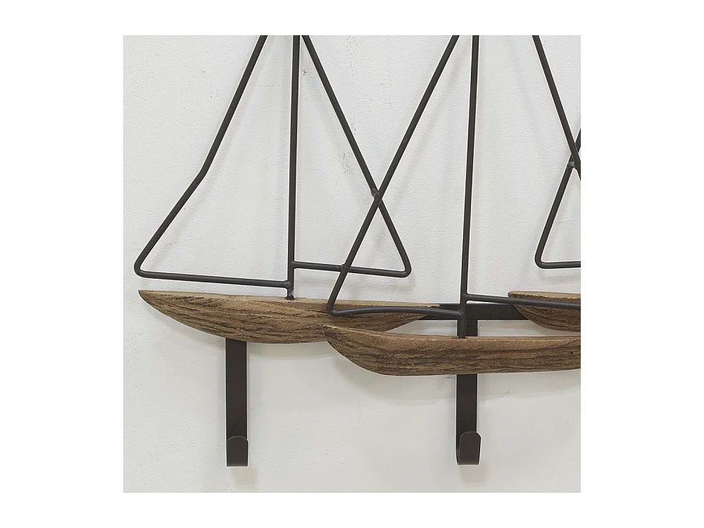 Portemanteau en métal et bois Voiliers 51 x 42 cm