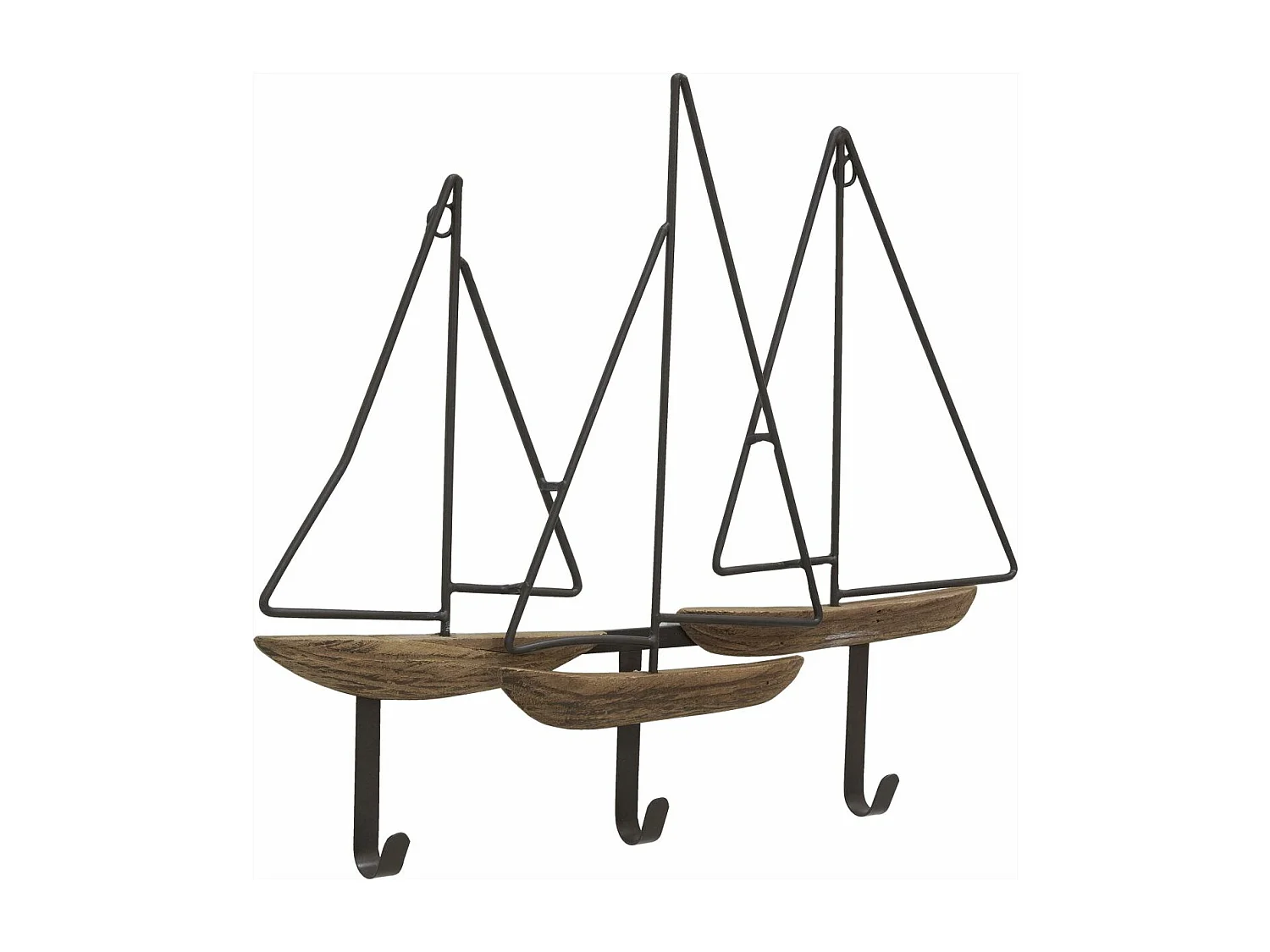 Portemanteau en métal et bois Voiliers 51 x 42 cm