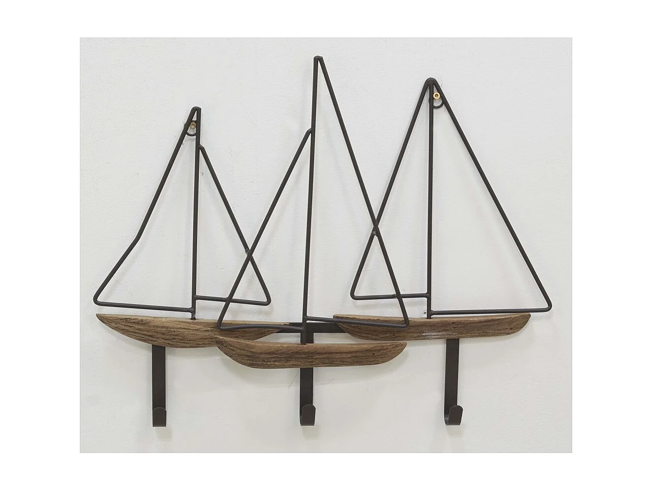Portemanteau en métal et bois Voiliers 51 x 42 cm