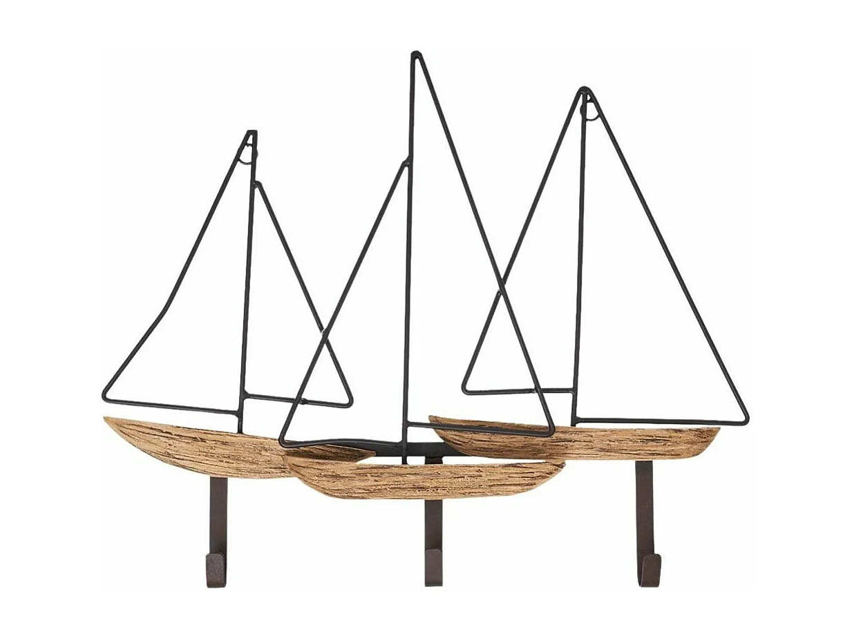 Portemanteau en métal et bois Voiliers 51 x 42 cm