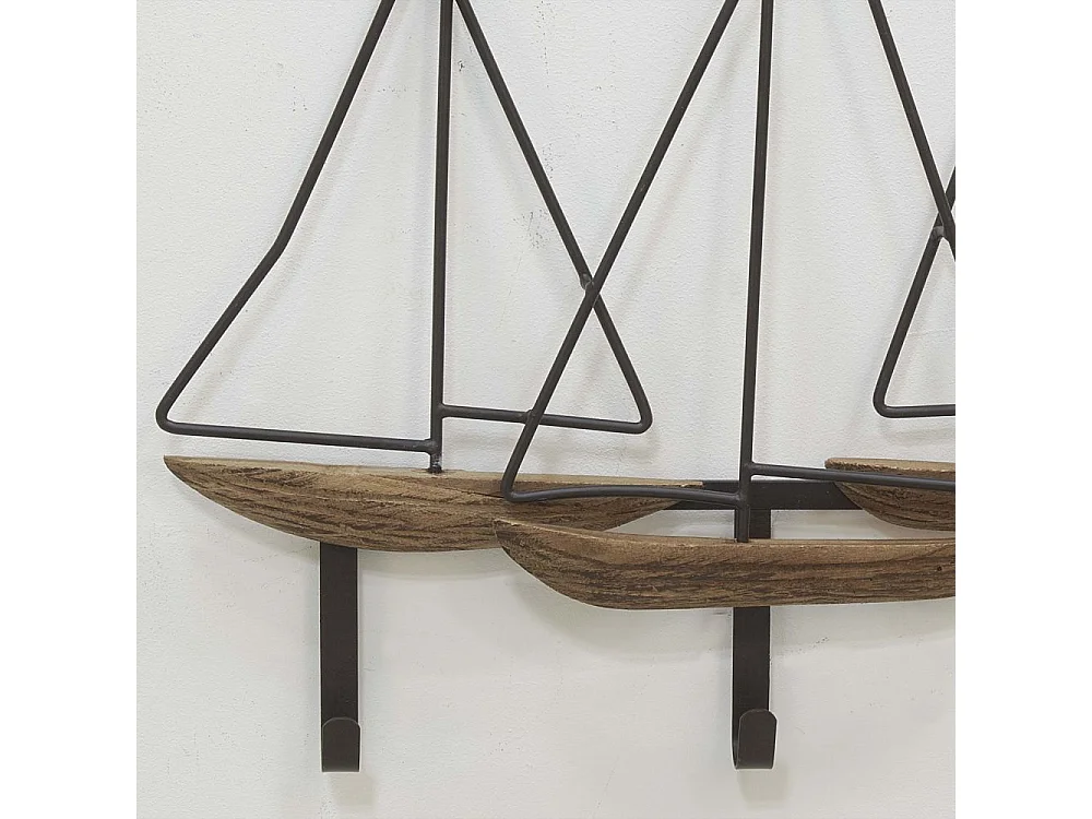 Portemanteau en métal et bois Voiliers 51 x 42 cm