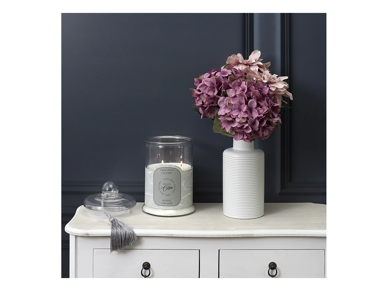 Bougie Parfumee Bonbonniere Grise H29cm Gris