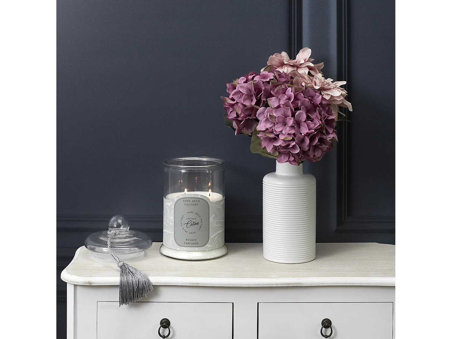 Bougie Parfumee Bonbonniere Grise H29cm Gris