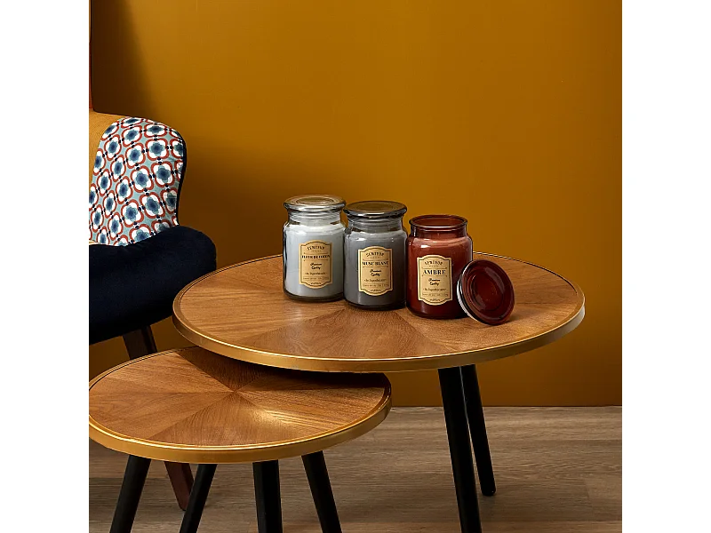 Bougie Parfumee Verre Apothicaire X3 Coffret Gris, Rouge, Blanc, Marron