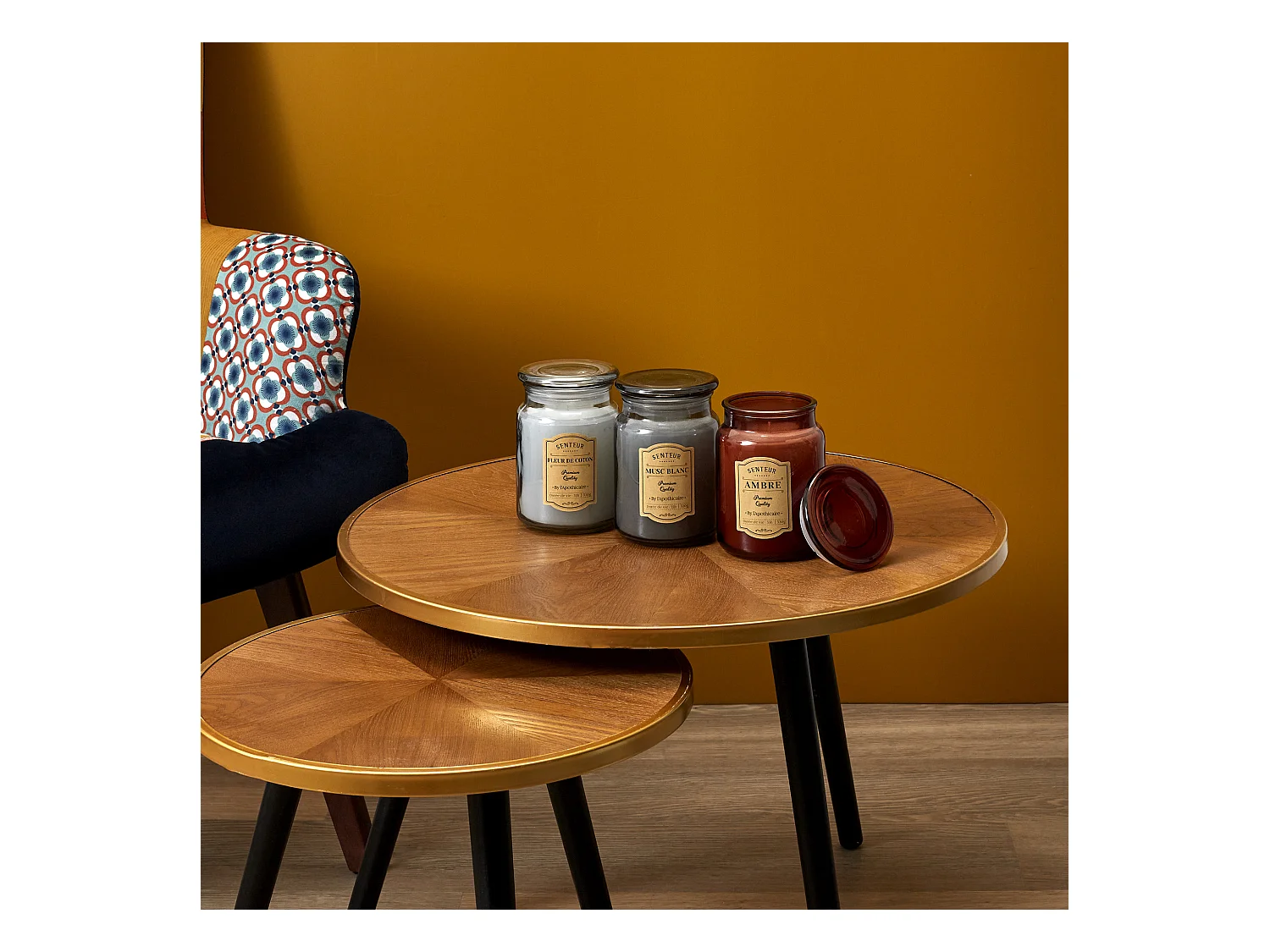 Bougie Parfumee Verre Apothicaire X3 Coffret Gris, Rouge, Blanc, Marron