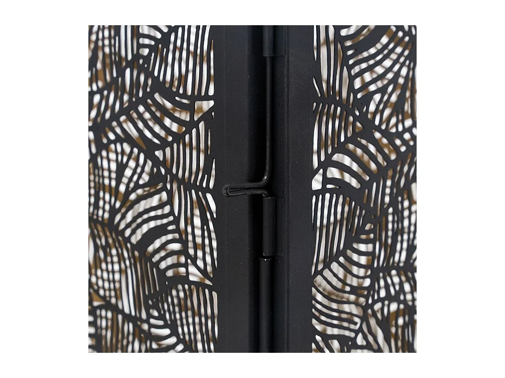 Lanternes en métal laqué noir carrée motif feuilles (Lot de 2)