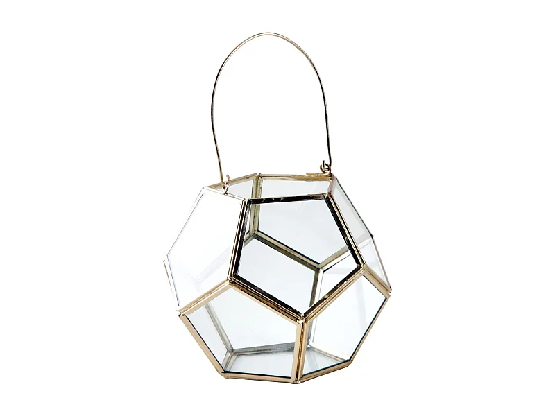 Photophore en verre et laiton avec poignée