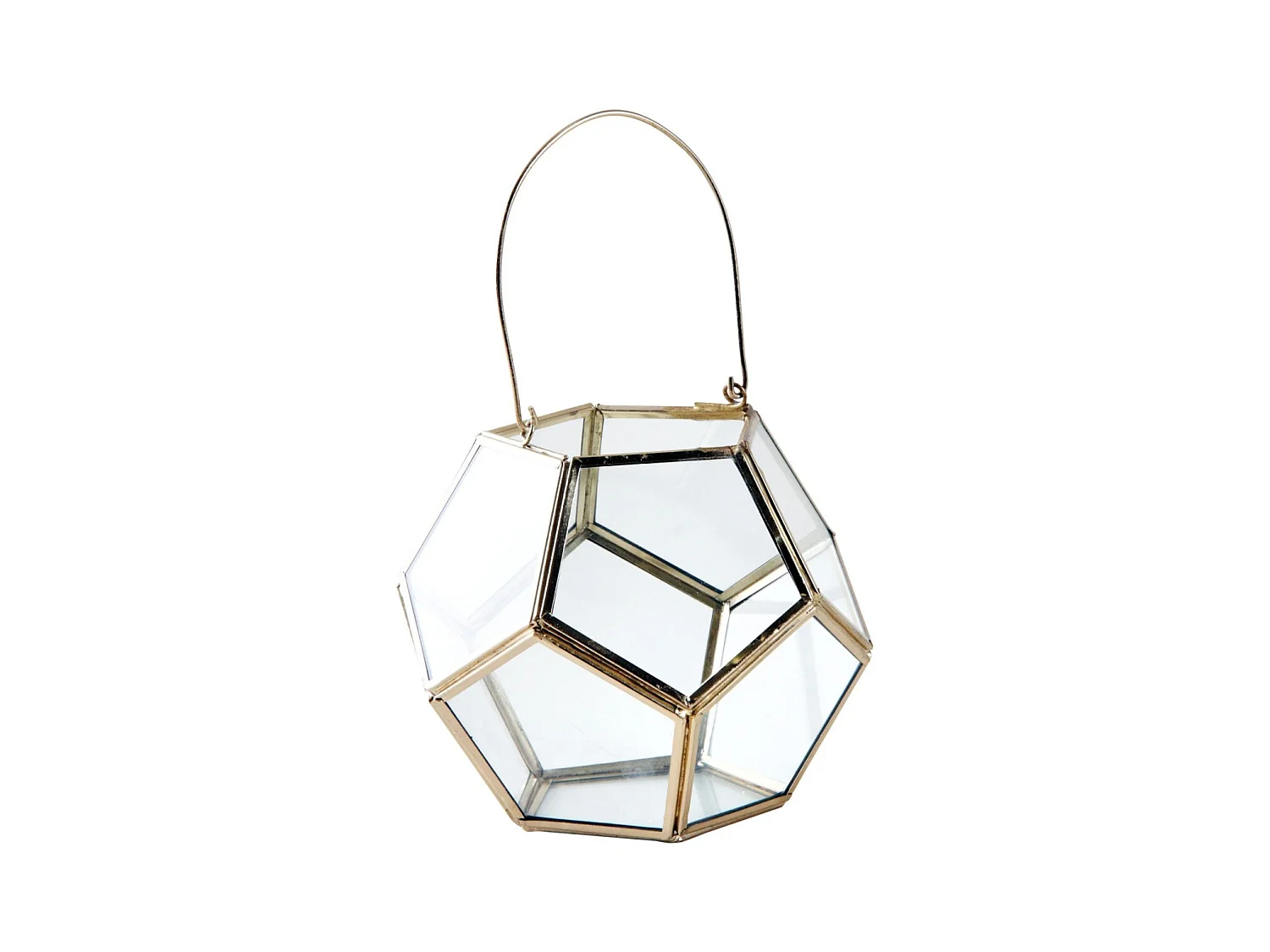 Photophore en verre et laiton avec poignée