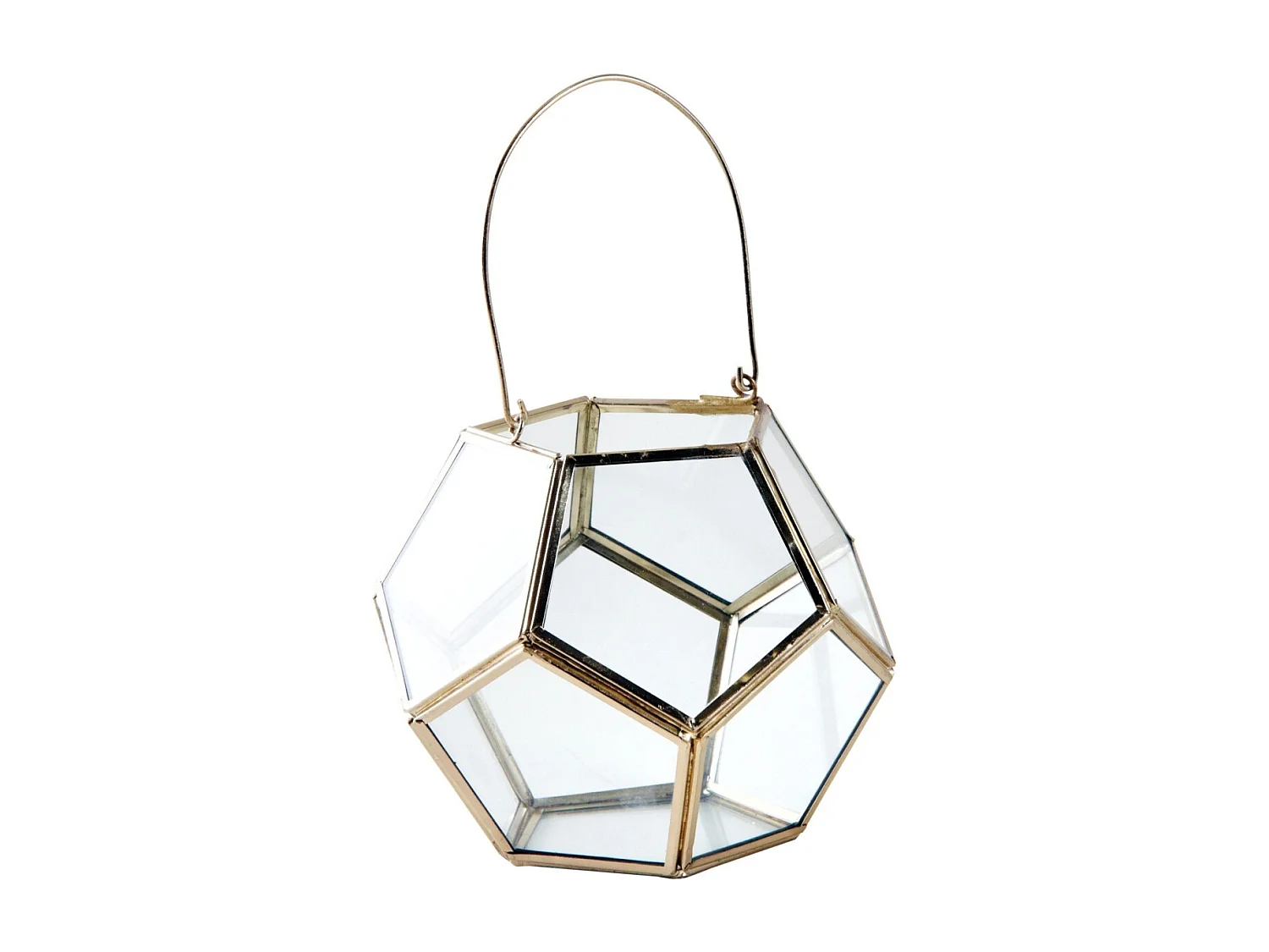 Photophore en verre et laiton avec poignée