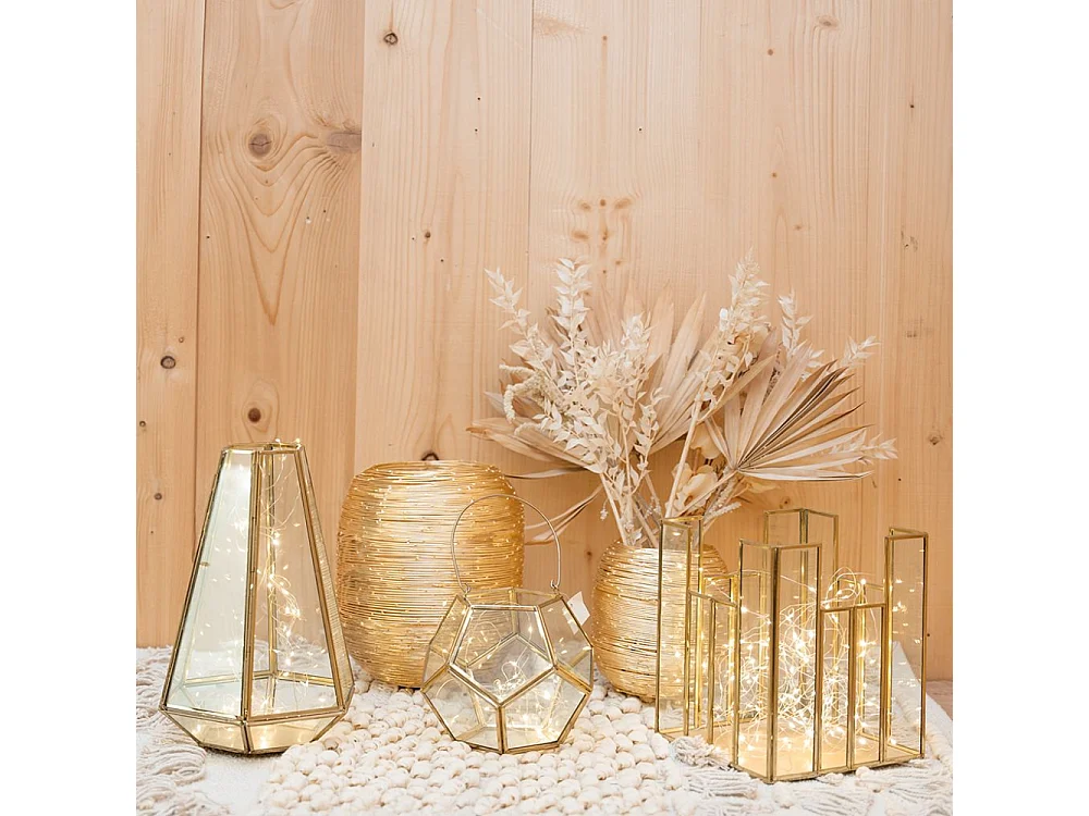 Photophore en verre et laiton avec poignée