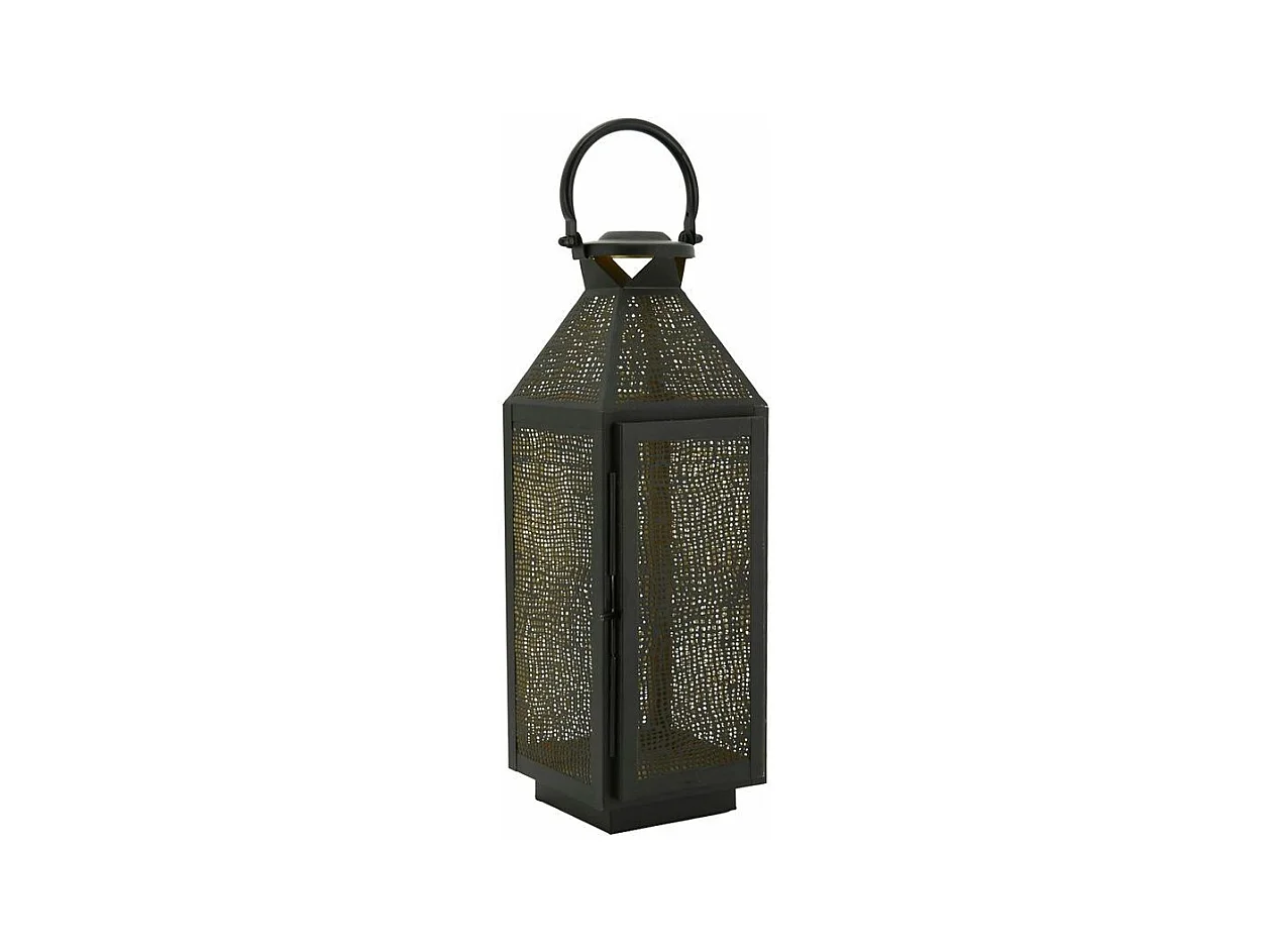 Lanterne carrée en métal noir et doré Grand modèle