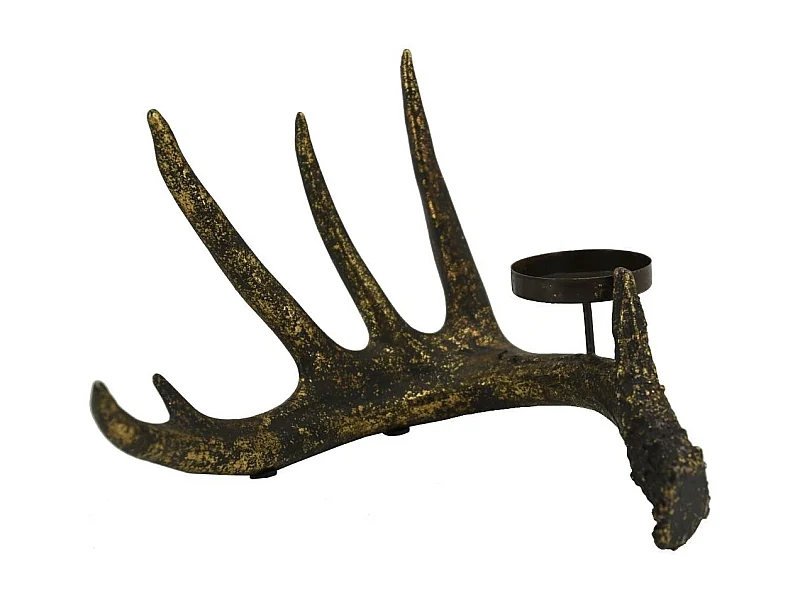 Porte bougie bois de cerf en polyrésine 1 bougie