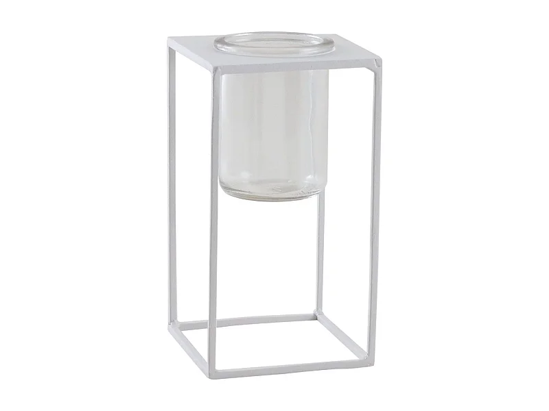 Photophore en métal blanc Petit modèle