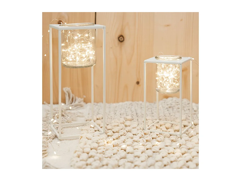 Photophore en métal blanc Petit modèle