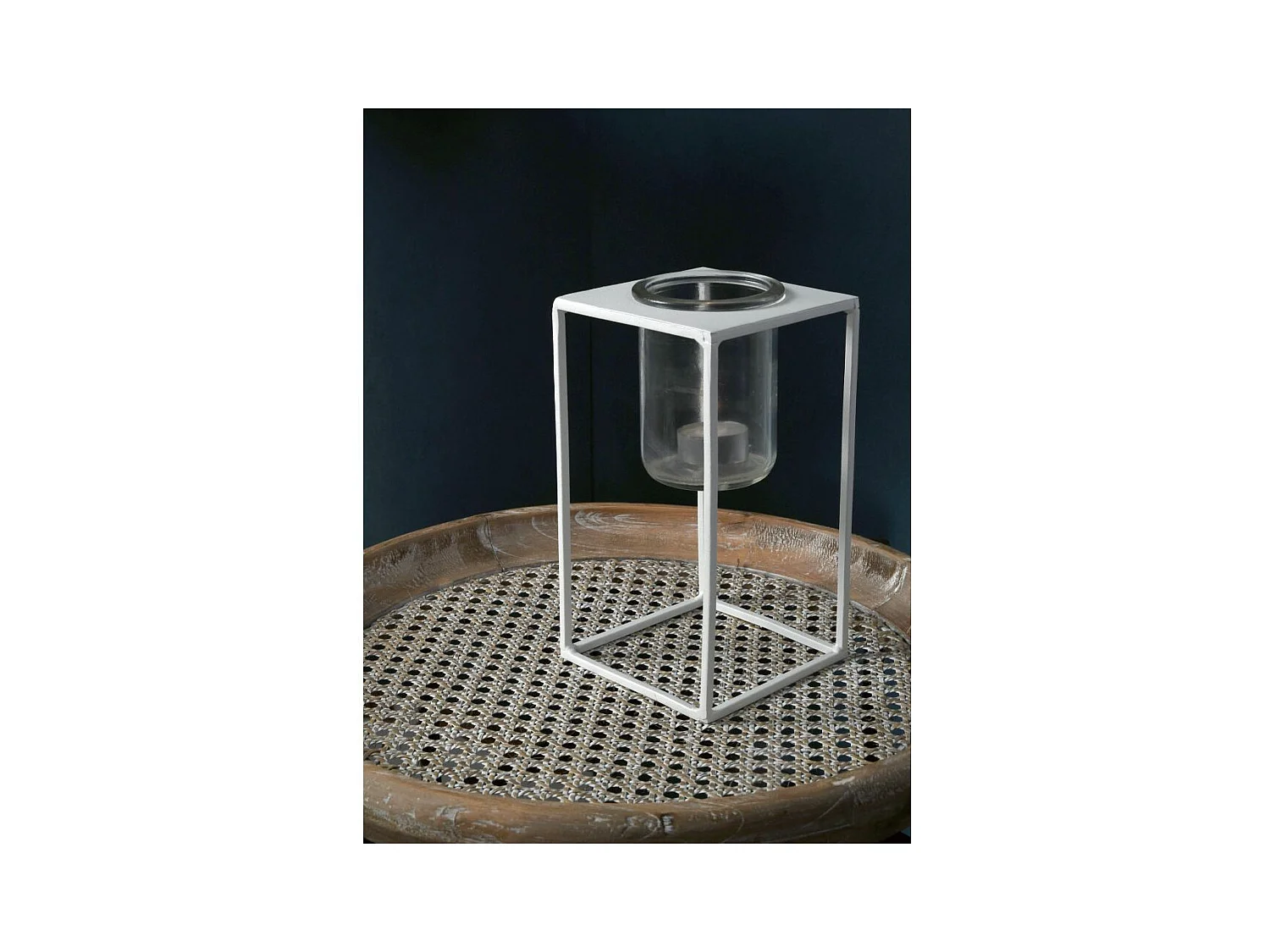 Photophore en métal blanc Petit modèle