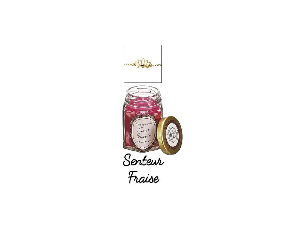Bougie parfumée en bocal avec bijou surprise Fraise sucrée