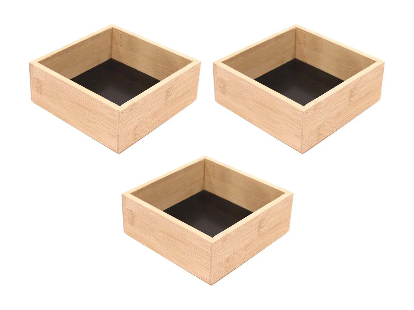 Rangement en bois pour tiroir fond noir (Lot de 3)