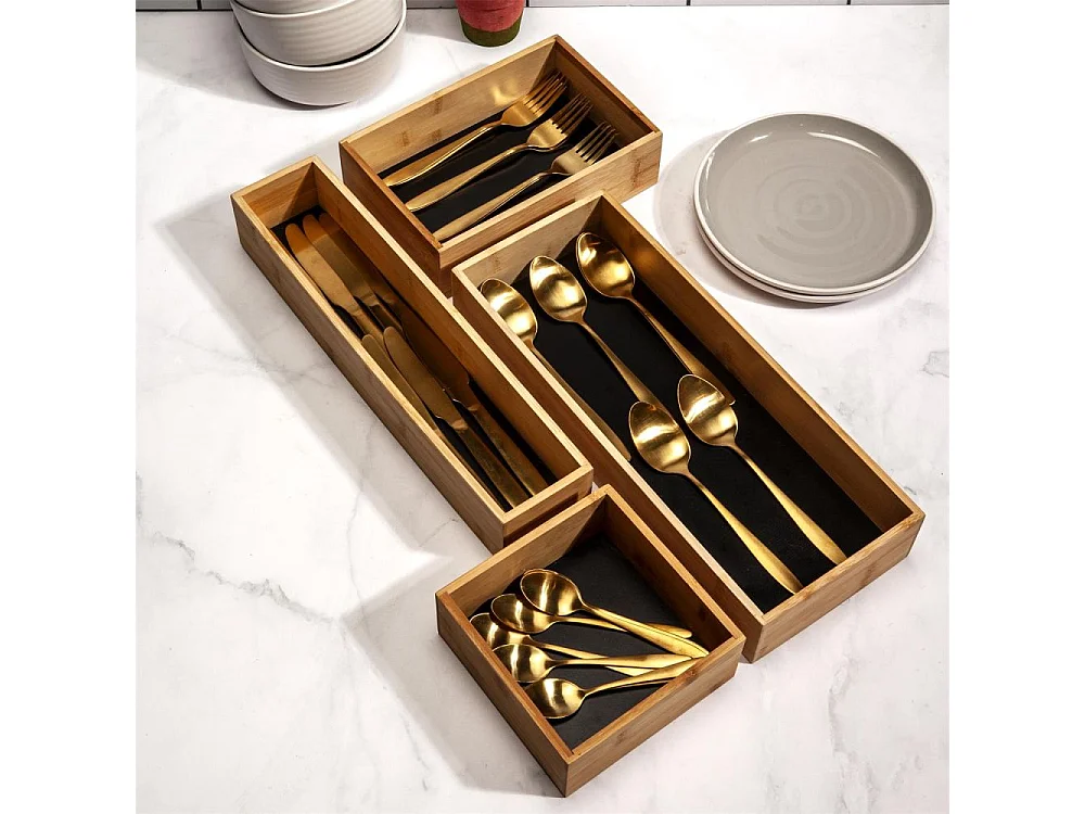 Rangement en bois pour tiroir fond noir (Lot de 3)