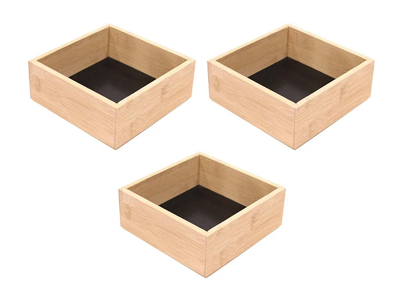 Rangement en bois pour tiroir fond noir (Lot de 3)