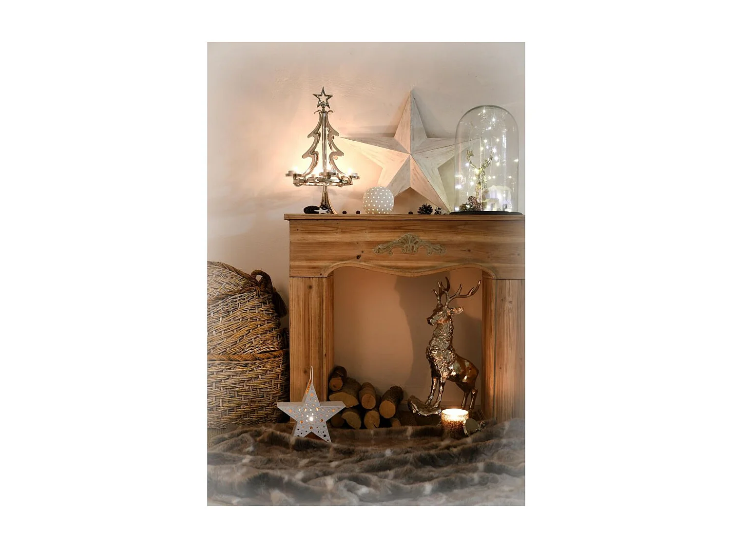 Sapin porte bougie en aluminium Hauteur 73cm