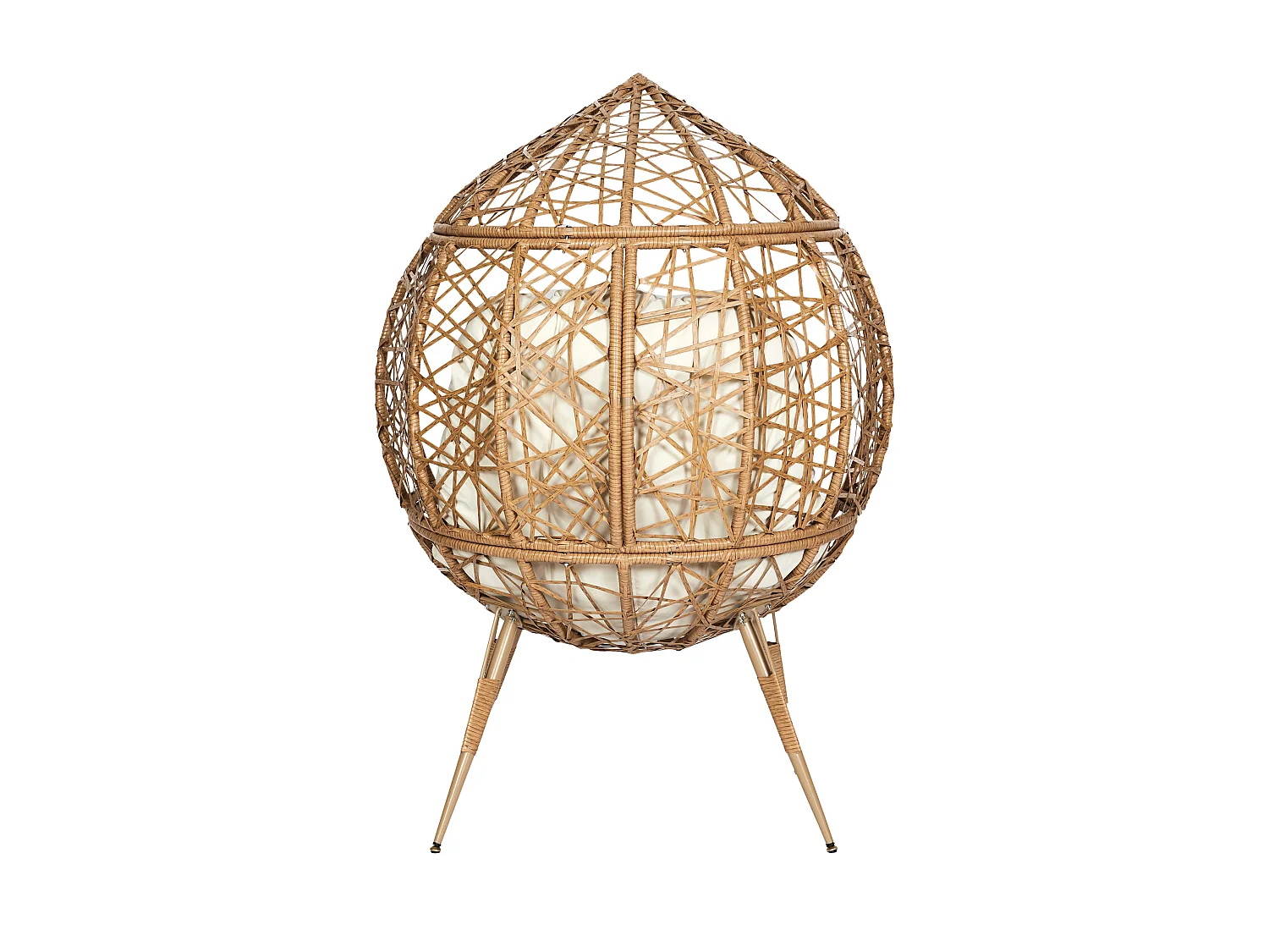 Fauteuil Oeuf Coussin Beige Marron, Blanc