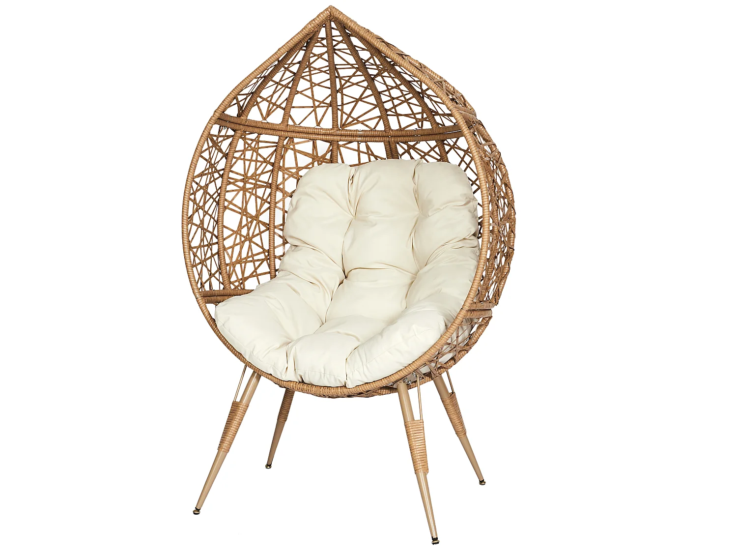 Fauteuil - HOME DECO FACTORY - Tressé - Coussin Rembourré - Marron et Blanc