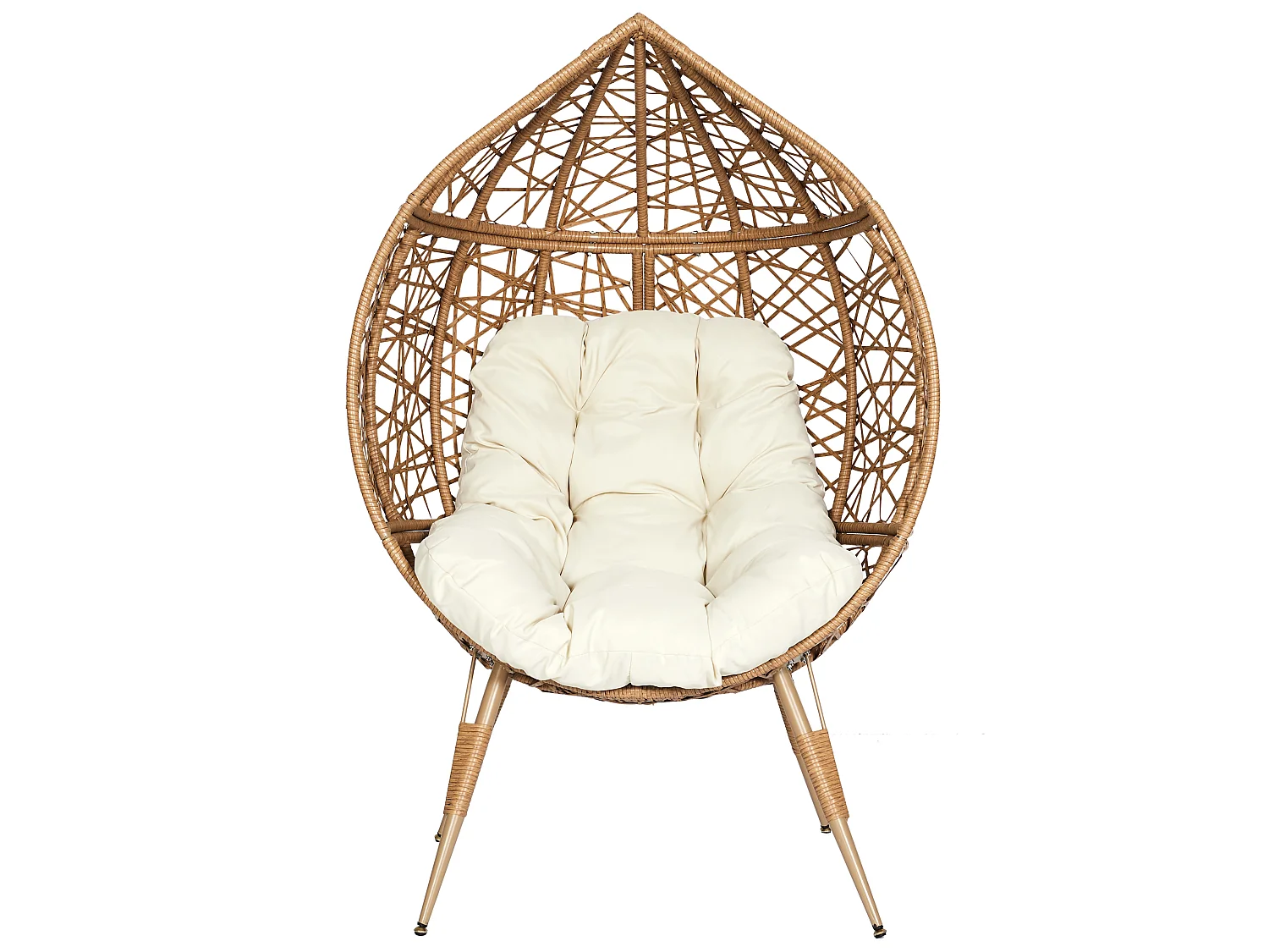 Fauteuil - HOME DECO FACTORY - Tressé - Coussin Rembourré - Marron et Blanc