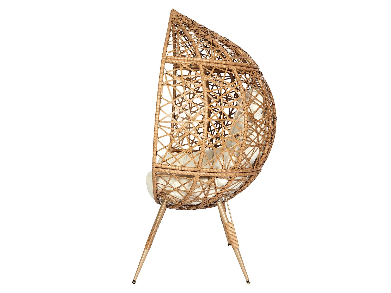 Fauteuil - HOME DECO FACTORY - Tressé - Coussin Rembourré - Marron et Blanc