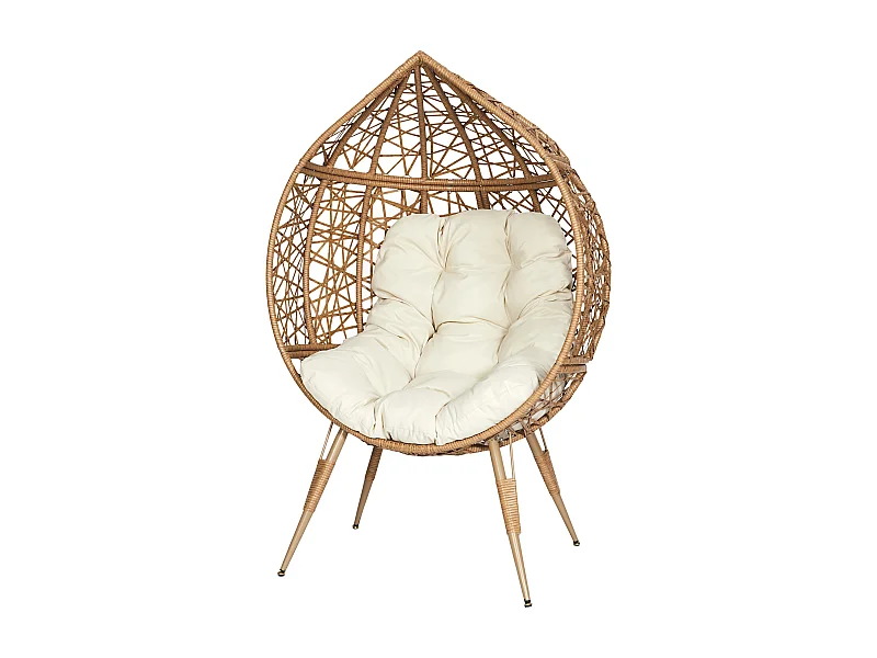 Fauteuil Oeuf Coussin Beige Marron, Blanc