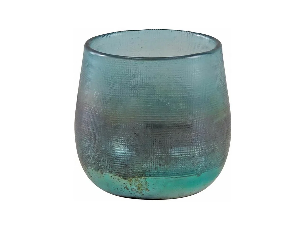 Photophore en verre teinté turquoise