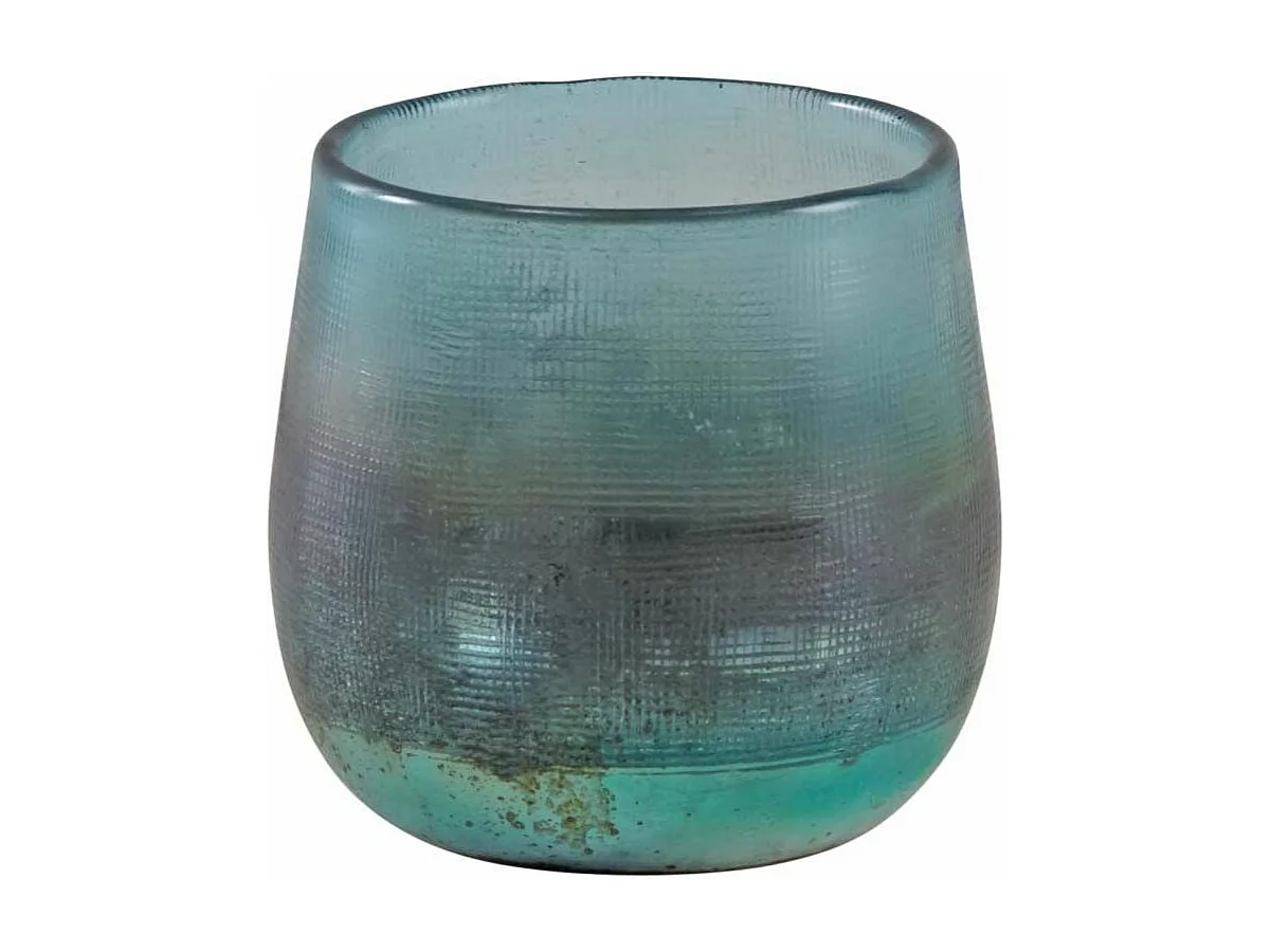 Photophore en verre teinté turquoise