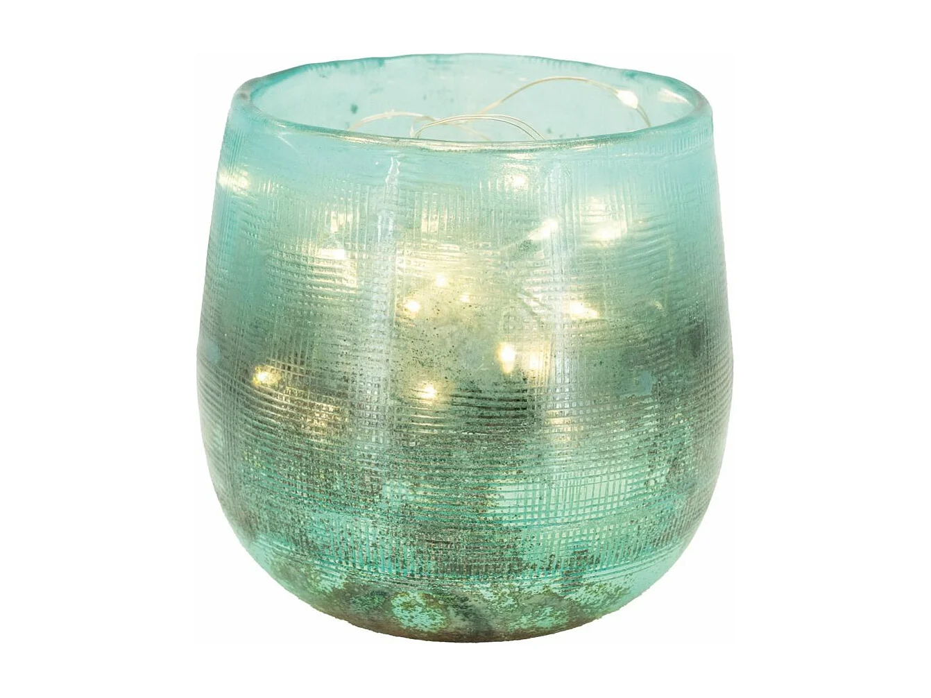 Photophore en verre teinté turquoise